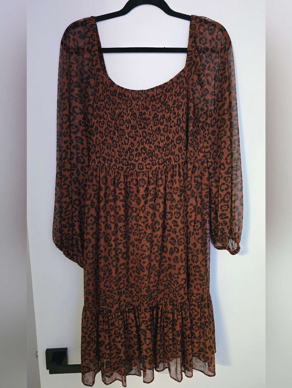 Just...Taylor Brown and Black Leopard-Print Midi Dress